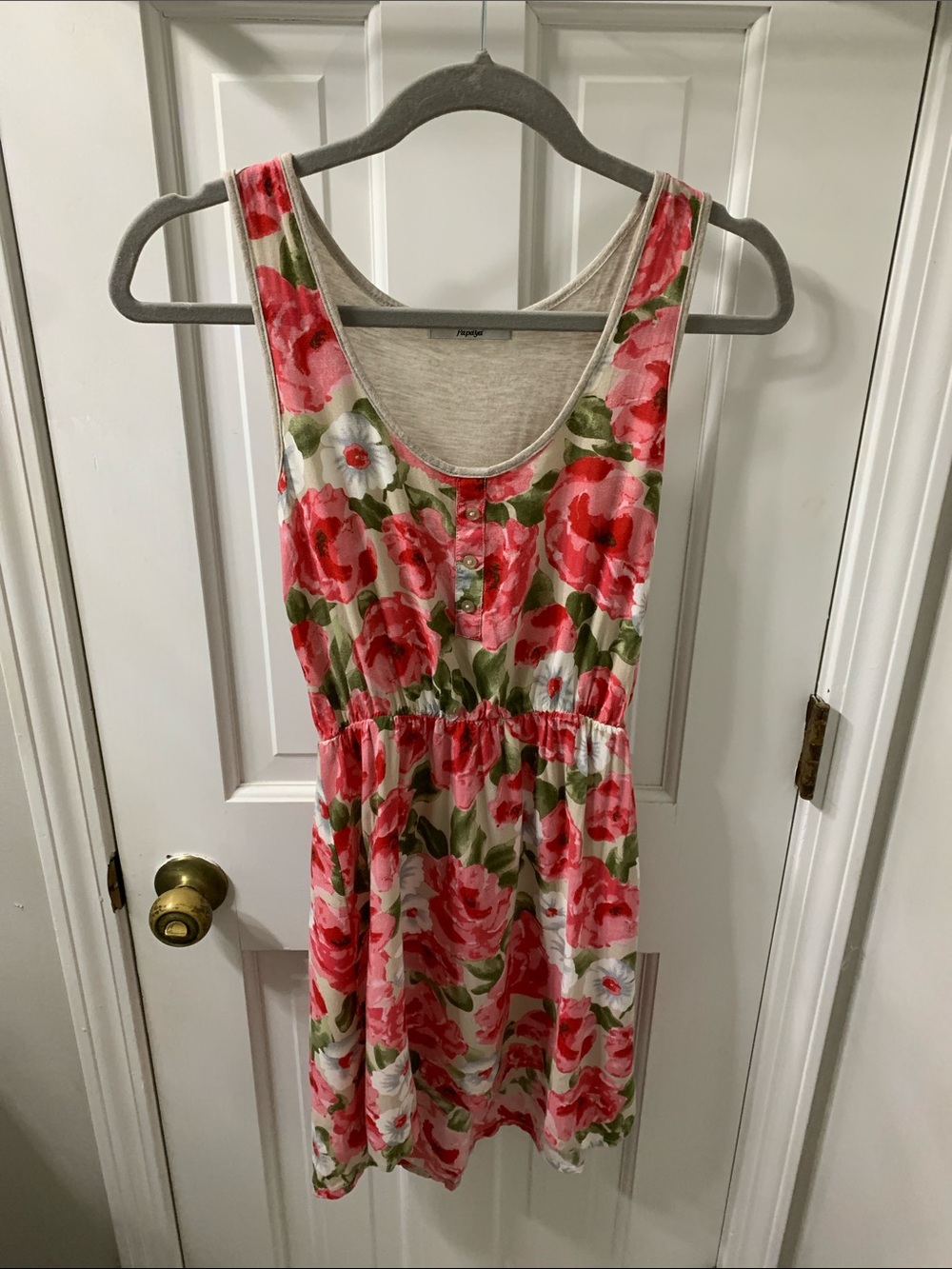Papaya Pink and Green Floral High-Low Tank Dress